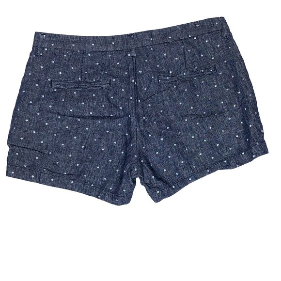 Old Navy Jean Shorts Womens 10 Polka Dot Chambray Flat Front Cotton Linen Blend - Picture 3 of 5